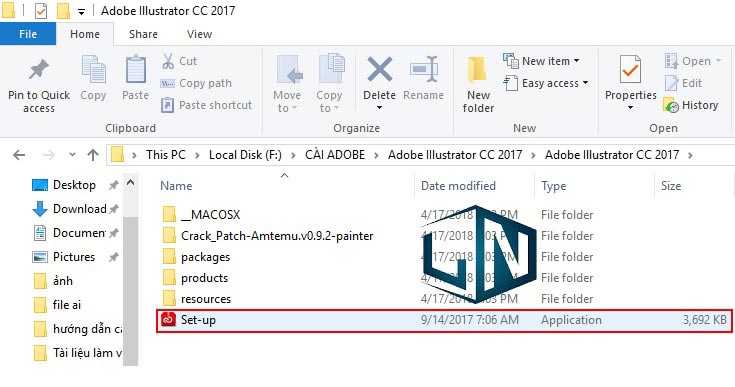 Chạy file Setup