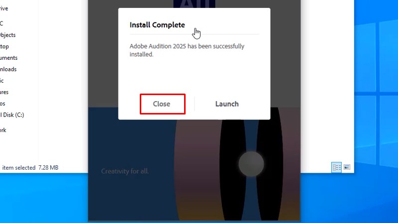 Adobe Audition 2025: Video hướng dẫn cài đặt chi tiết 13 Bấm Close