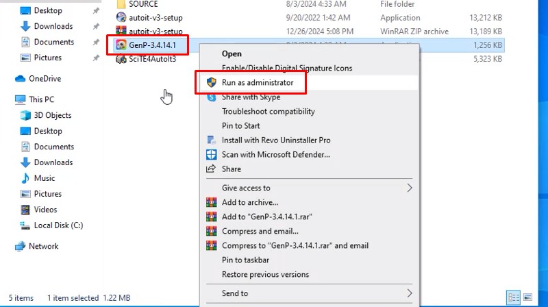 Adobe Illustrator 2025: Hướng Dẫn Cài Đặt Chi Tiết A-Z 27 Chuột phải file GenP-3.4.14.1 chọn Run as admin