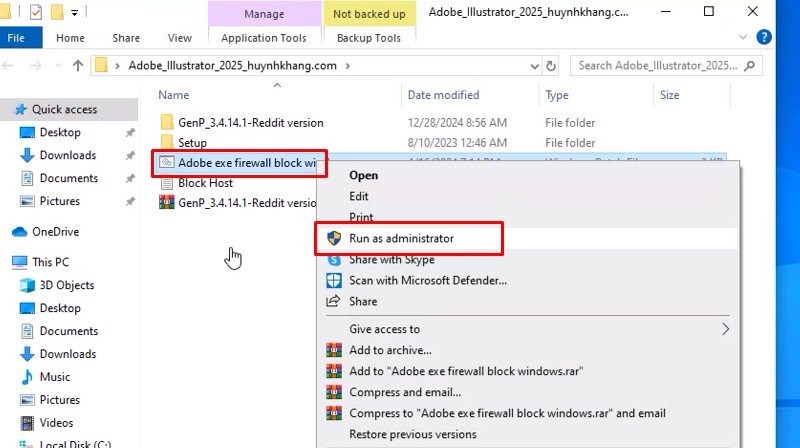 Adobe Illustrator 2025: Hướng Dẫn Cài Đặt Chi Tiết A-Z 32 Mở file adobe exe firewall block internet bằng Run as admin